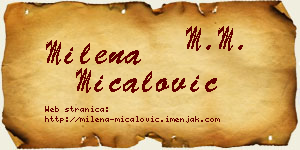 Milena Mićalović vizit kartica